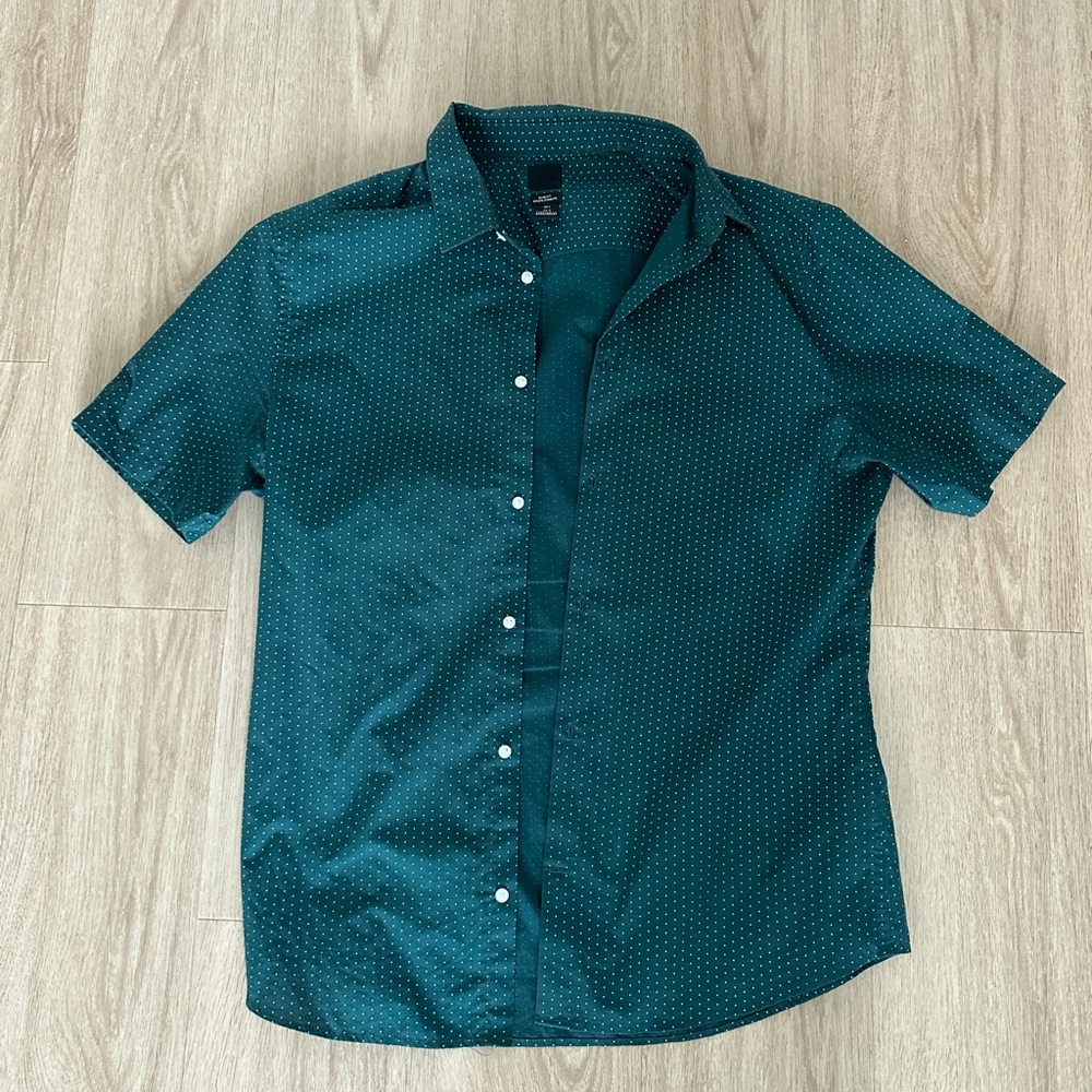 Slim fit Green Button Up Shirt
